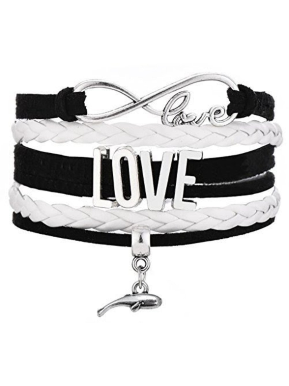 Legemeton Leather Multilayer Braided Wrap Bracelet with Whale Charm